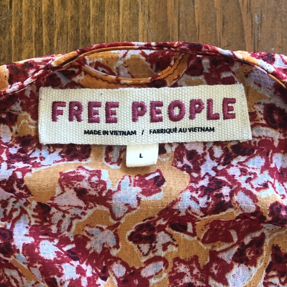 Free People Lorraine Floral Tie Front Blouse - Red and Orange - Picture 5 of 5